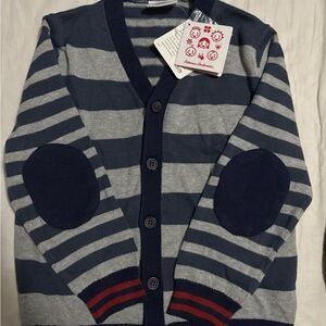 Hanna Andersson Navy & Light Gray Striped Men's Cardigan